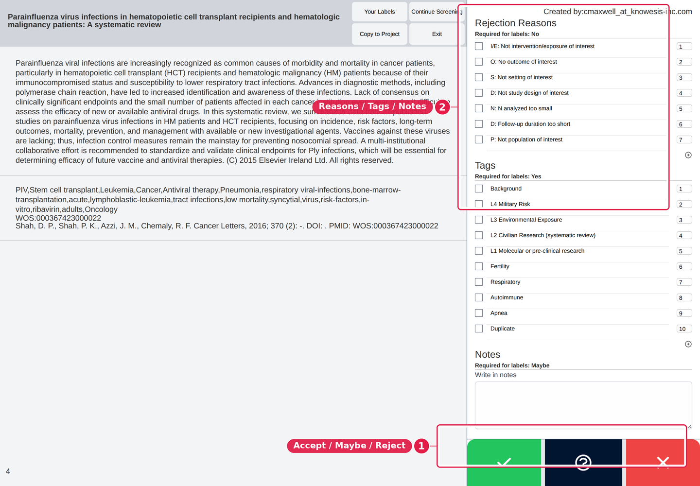 The abstract screening view